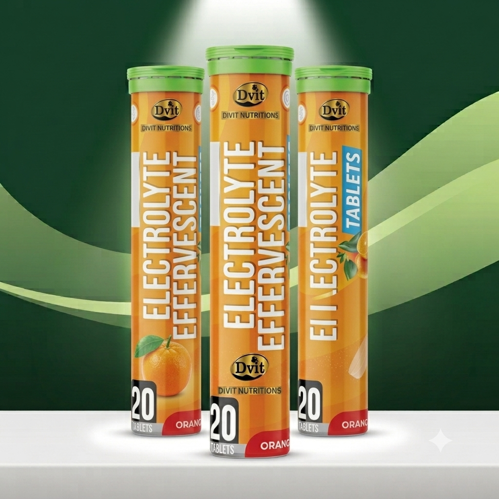 Dvit Electrolyte Effervescent Tablets Orange Flavour 20 Tablets