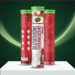 Dvit Glutathione Effervescent Tablets in strawberry flavour, 15-tablet tube packaging