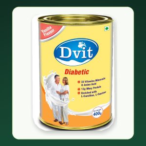 Dvit Diabetic Vanilla Flavour nutritional powder tin, 400 g.