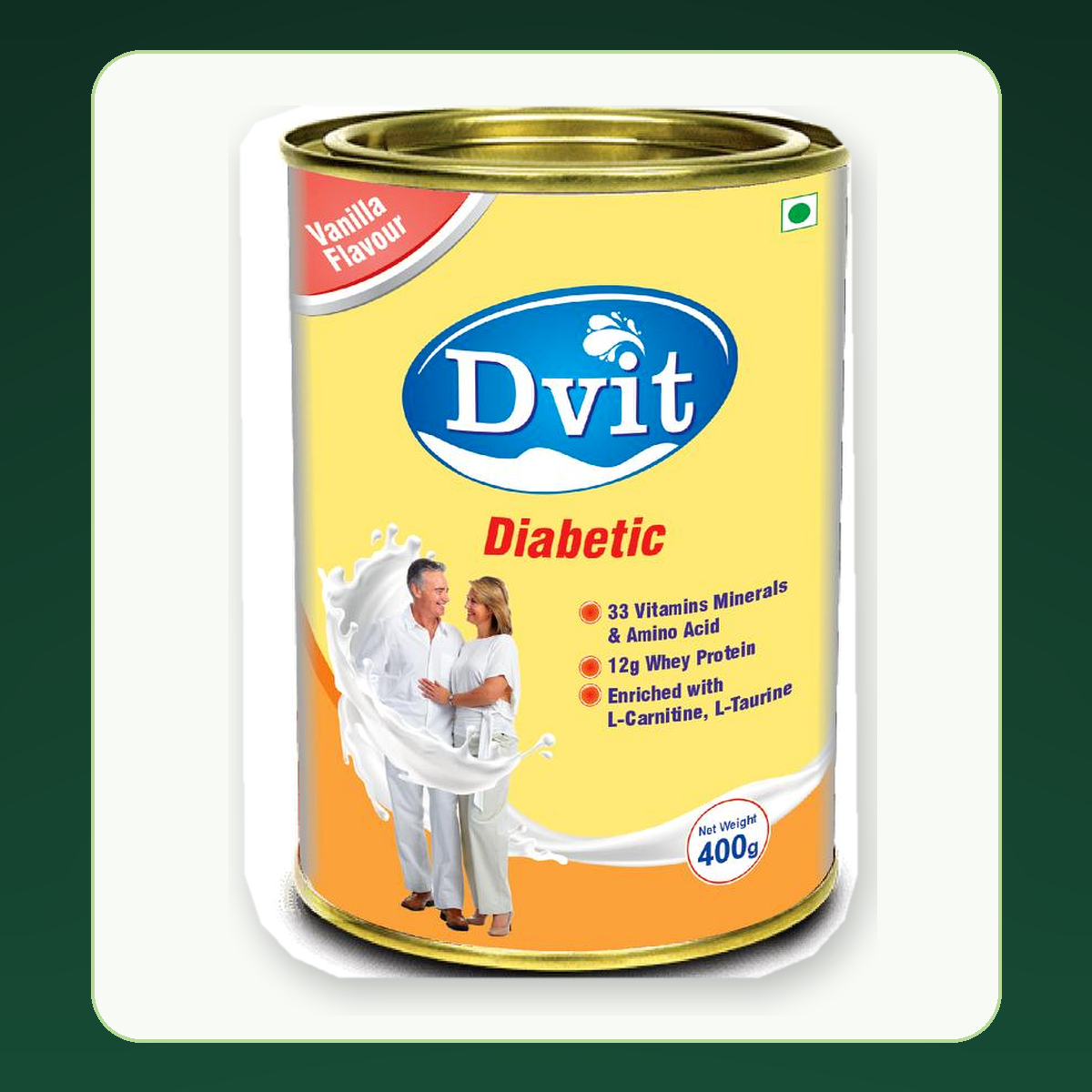 Dvit Diabetic Vanilla Flavour nutritional powder tin, 400 g.