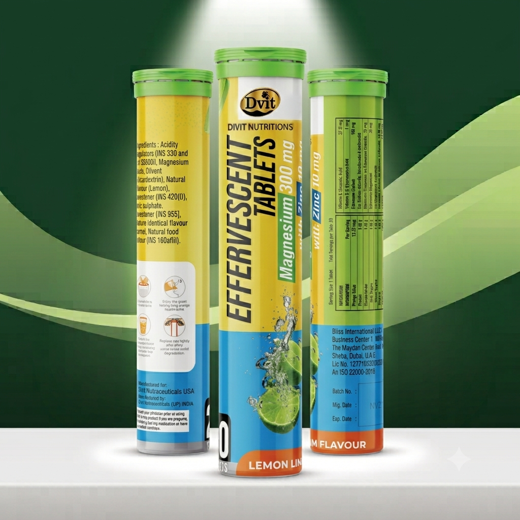 Dvit effervescent tablets magnesium 300 mg zinc 10 mg lemon lime
