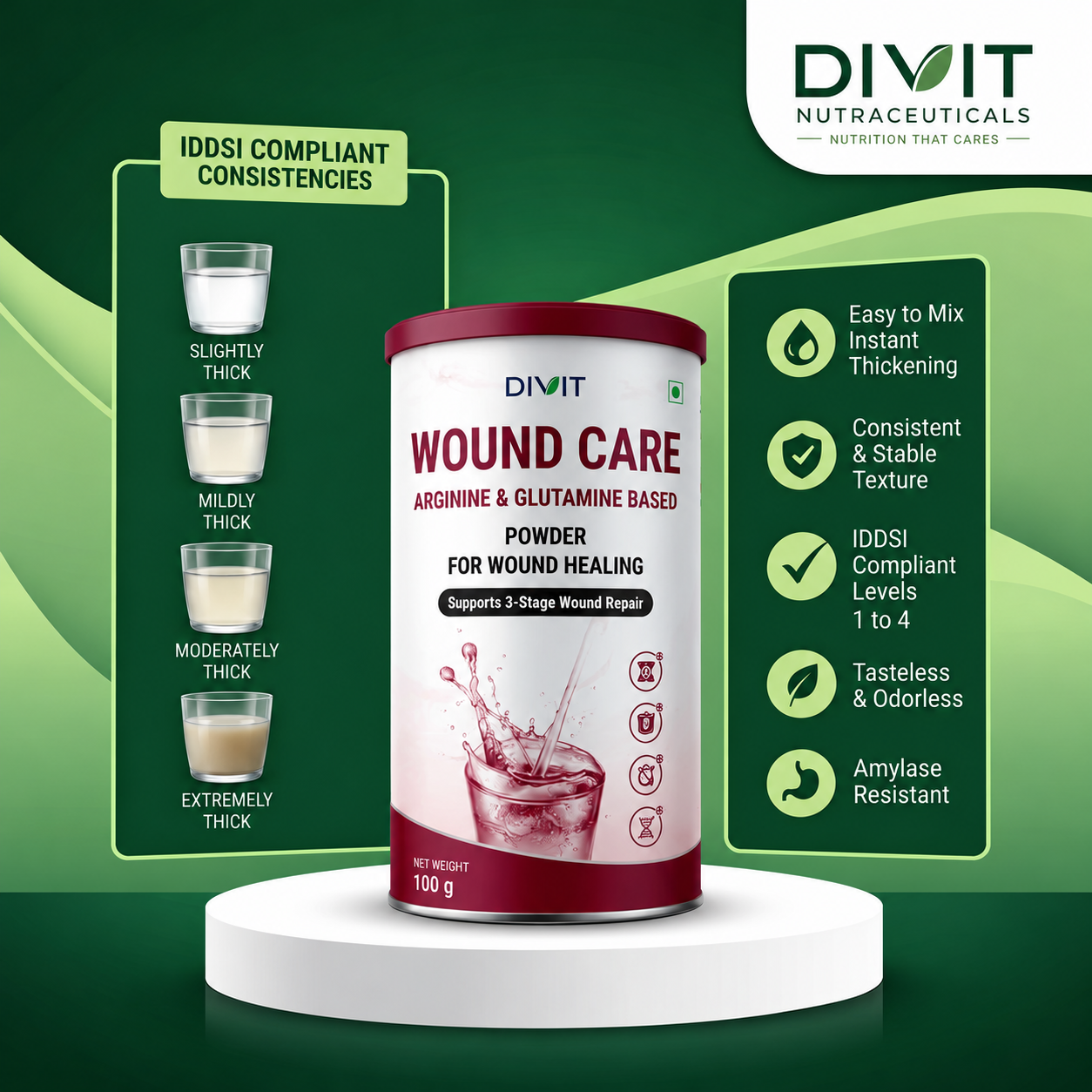 Divit Wound Care Powder with arginine and glutamine 100 g