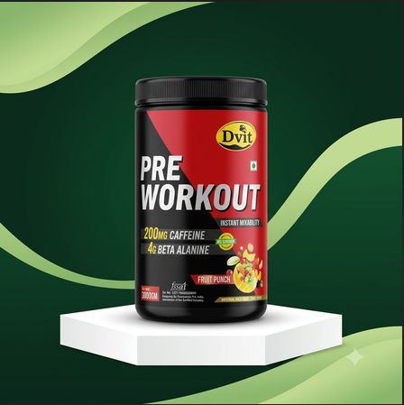 Dvit Pre Workout Powder Fruit Punch 300 g container