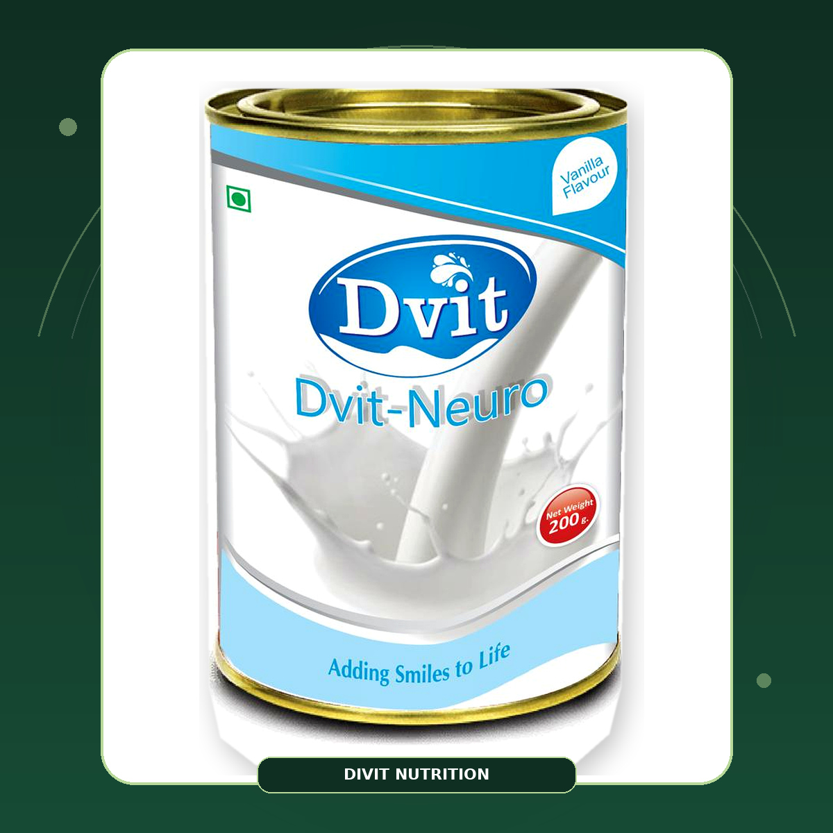 Dvit-Neuro Vanilla Flavour nutrition powder in a 200 g container